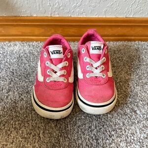 Vans Toddler Hot Pink Low-Top Canvas Sneakers with White Stripe